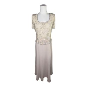 Vintage Stenay Petite Beaded Silk Evening Gown P8 Champagne Mother Bride